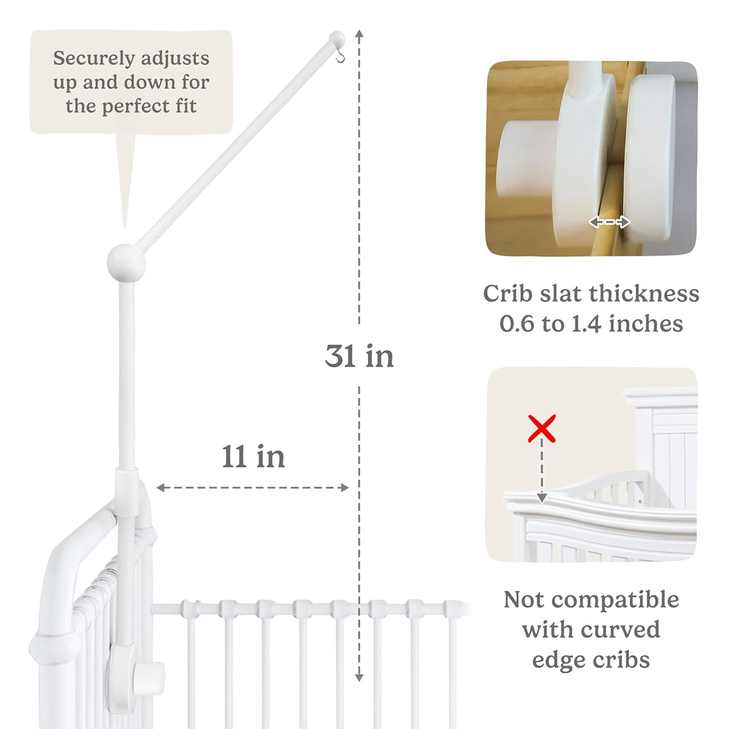 Baby Crib Mobile Arm, Baby Mobile Hanger, 31, White