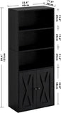 Industrial Bookshelves and Bookcases with Doors 11.8 in Depth Floor Standing 5 Shelf Display Storage Shelves Tall