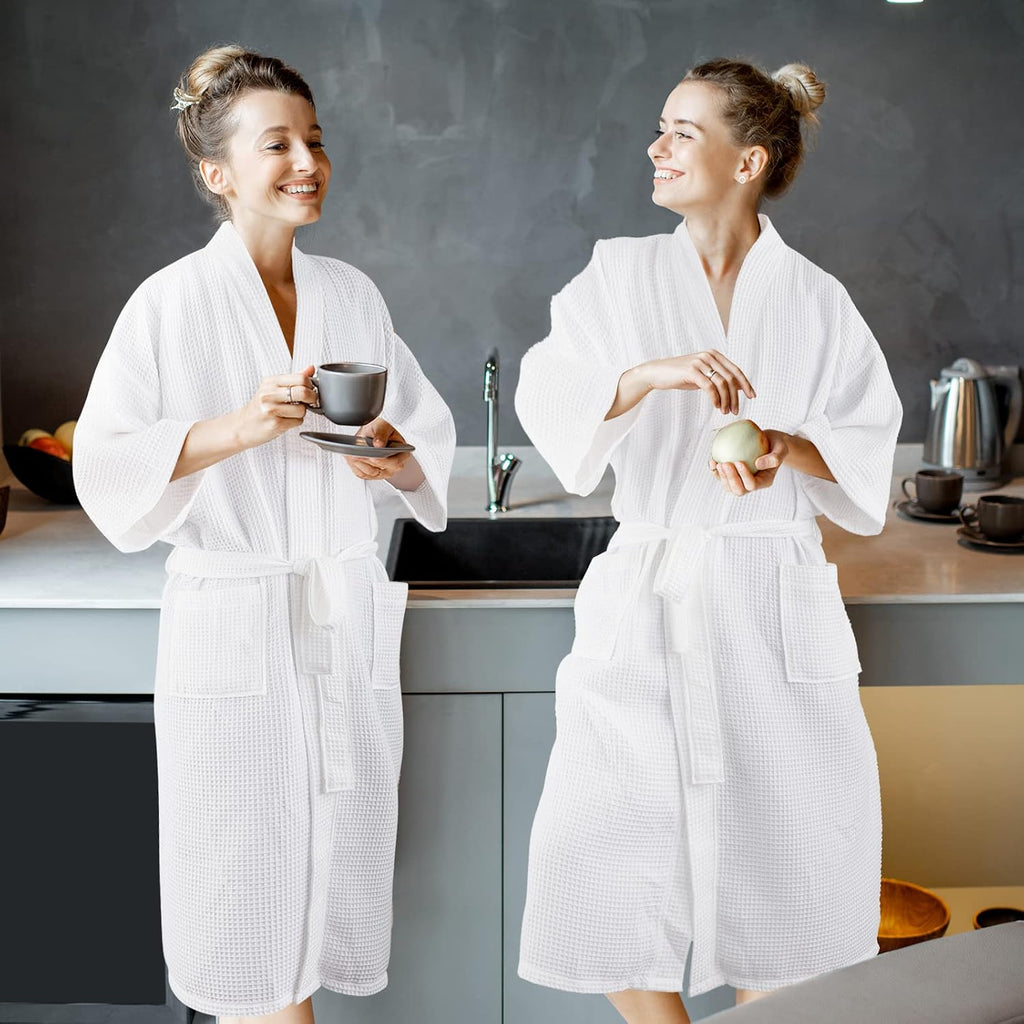 2 Pcs His and Hers Waffle Robes Lightweight Couple Robes for Women Men Matching Bathrobes for Wedding Engagement Gift