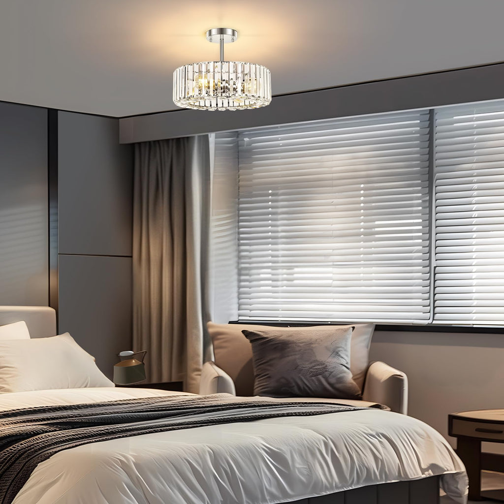 Crystal Chandelier Ceiling Light - 4-Light Ceiling Light Fixture Modern Ceiling Mount Lights Chandelier for Dinning