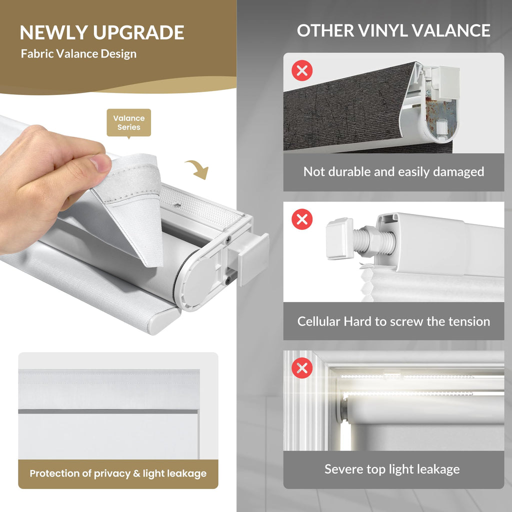 No Drill No Tools Blackout Roller Shades for Windows, Cordless Roller Blinds with Linen Fabric-Matched, Easy to