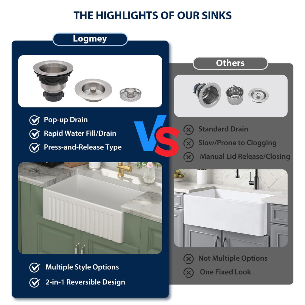 30 Inch White Farmhouse Sink 30x18 Fireclay Single Bowl Apron Front Kitchen Sinks Undermount Installation Ceramic