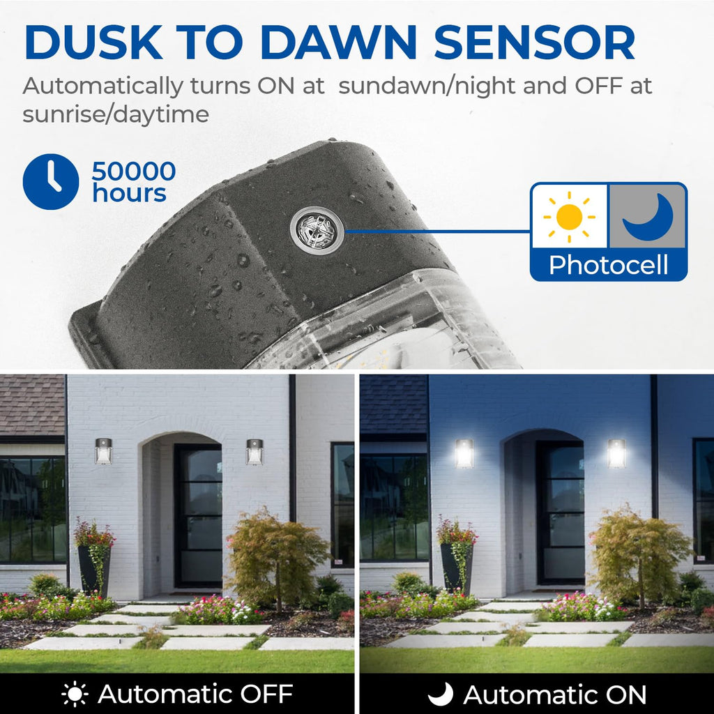 26W LED Wall Pack Light with Dusk to Dawn Sensor 5000k Bronze 4Pack