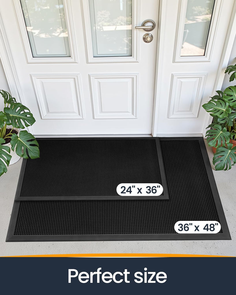 Front Door Mat Outside Entrance, 36x48 Heavy Duty Non Slip Rubber Outdoor Doormat, Dirt Trap Waterproof Entry Mat