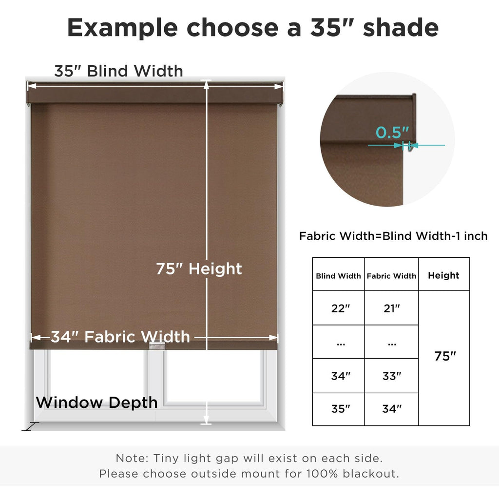 100% Blackout Roller Shades Cordless Blinds for Windows, Free-Stop Shades, UV Protection, Natural Woven Blinds