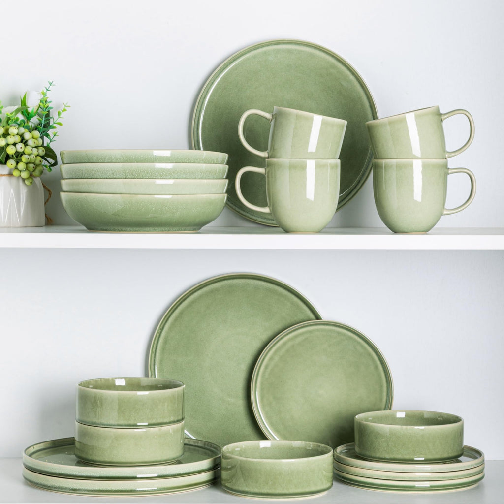 Stoneware Dinnerware Sets for 4,12 Piece Plates and Bowls Sets