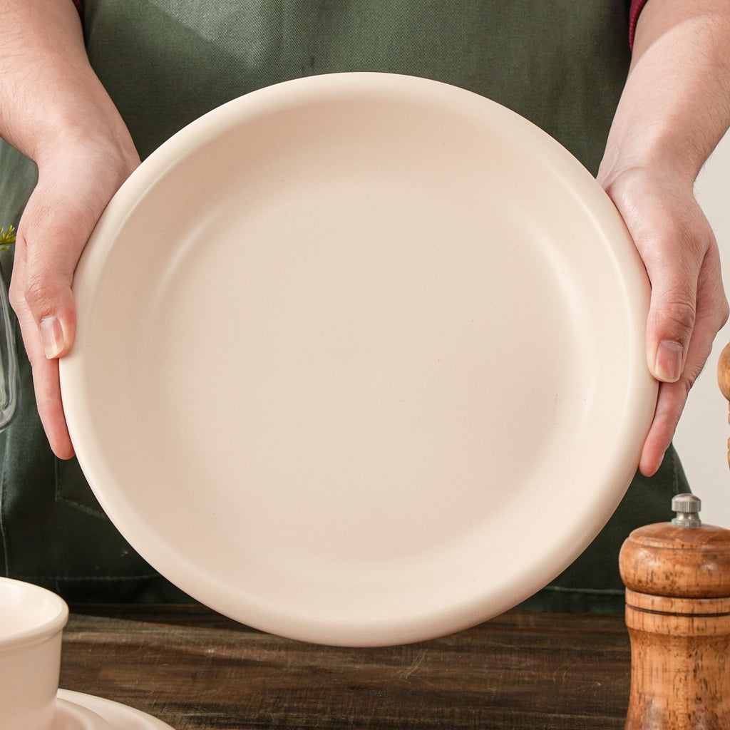 6 Piece Ceramic Plates and Bowls Sets for 2, Terracotta White