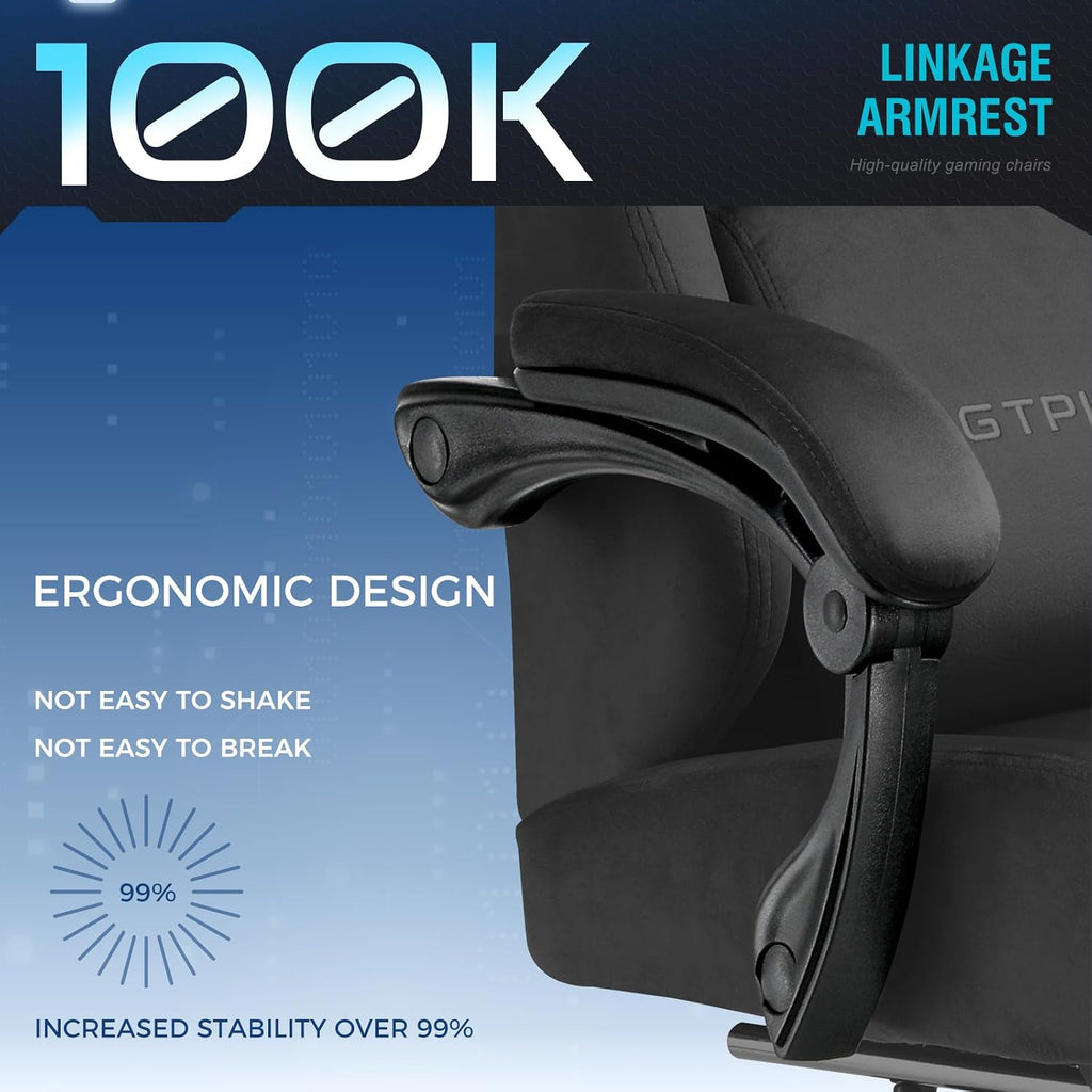 Big and Tall Gaming Chair Fabric with Pocket Spring Cushion, High Back Ergonomic Computer Chair with Footrest for