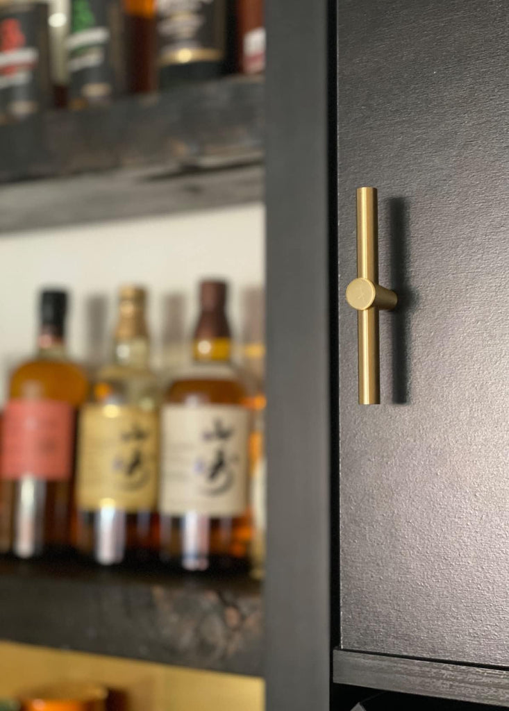 4 Pack Brushed Brass Cabinet Knobs Gold T Bar Drawer Pulls Handles