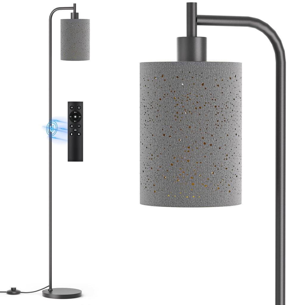 Floor Lamp with Linen Shade, Dimmable Tall Standing Lamp with Remote Control & 3 Color Temperatures, Modern Floor