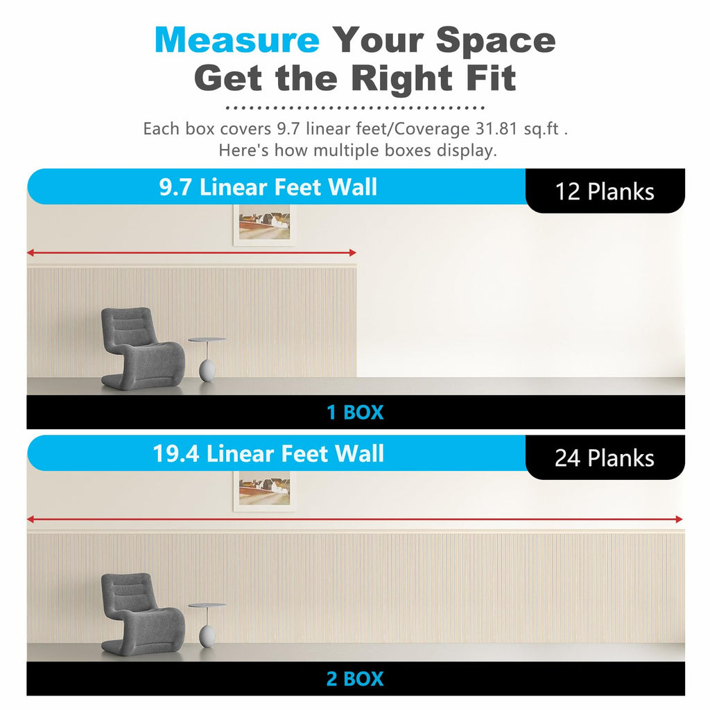 Beadboard Wainscoting Wall Panel Kit, 37.8 x 9.84 Inch, White Ash