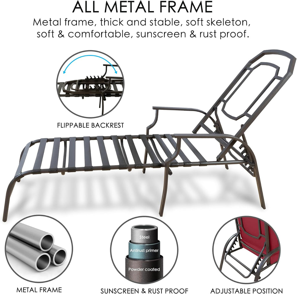 Maya Chaise Lounge - Outdoor Patio Recliner Chair | Comfortable Patio Lounge Chair, Elegant Chaise Lounge Chair for
