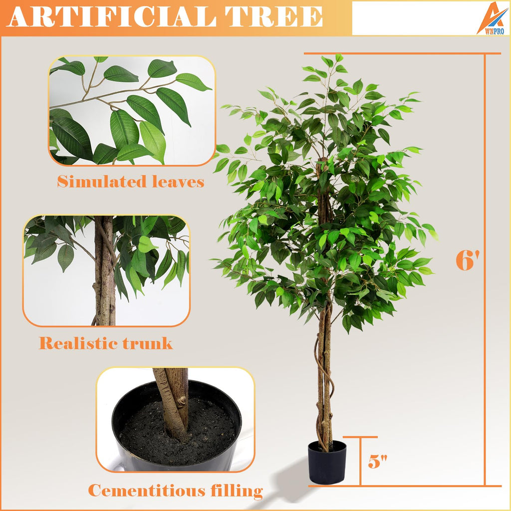 6 FT Artificial Ficus — Faux Plants & Florals | Casa Home Living