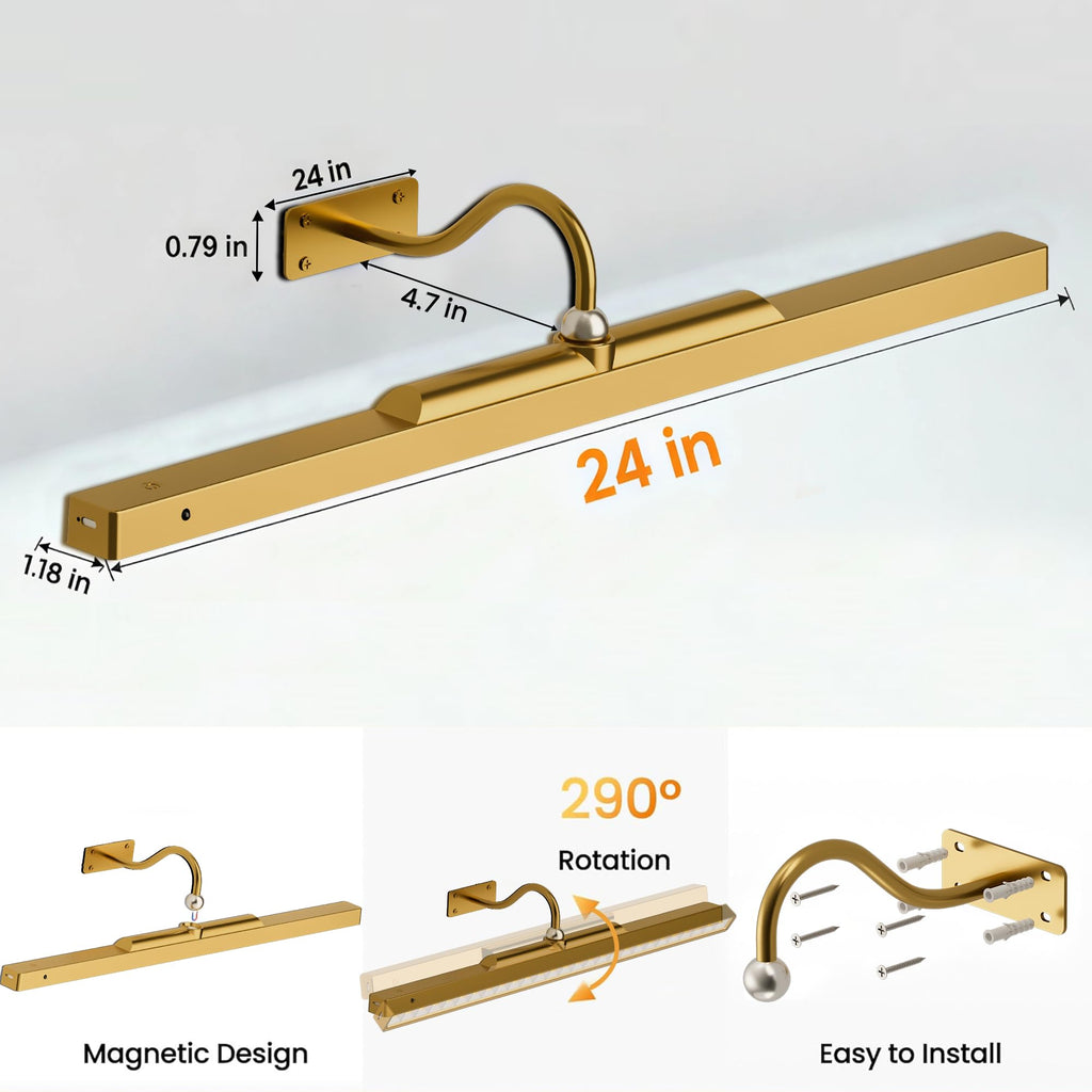 24 Inch Picture Light for Wall - Battery Operated Wireless Wall Sconce with Remote & Timer for Artwork, Portrait