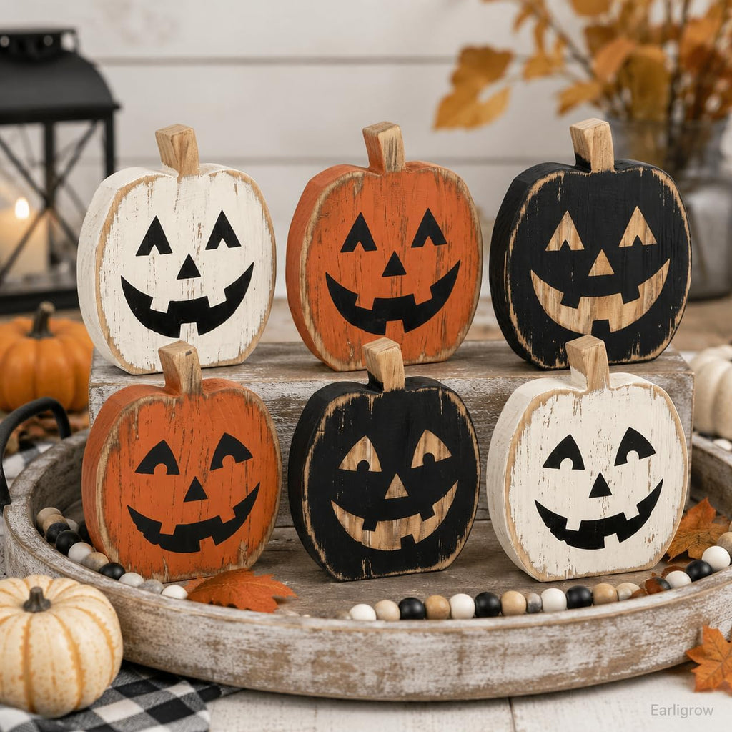 Halloween Pumpkin Decor Indoor, Halloween Decorations Kitchen - Set of 6