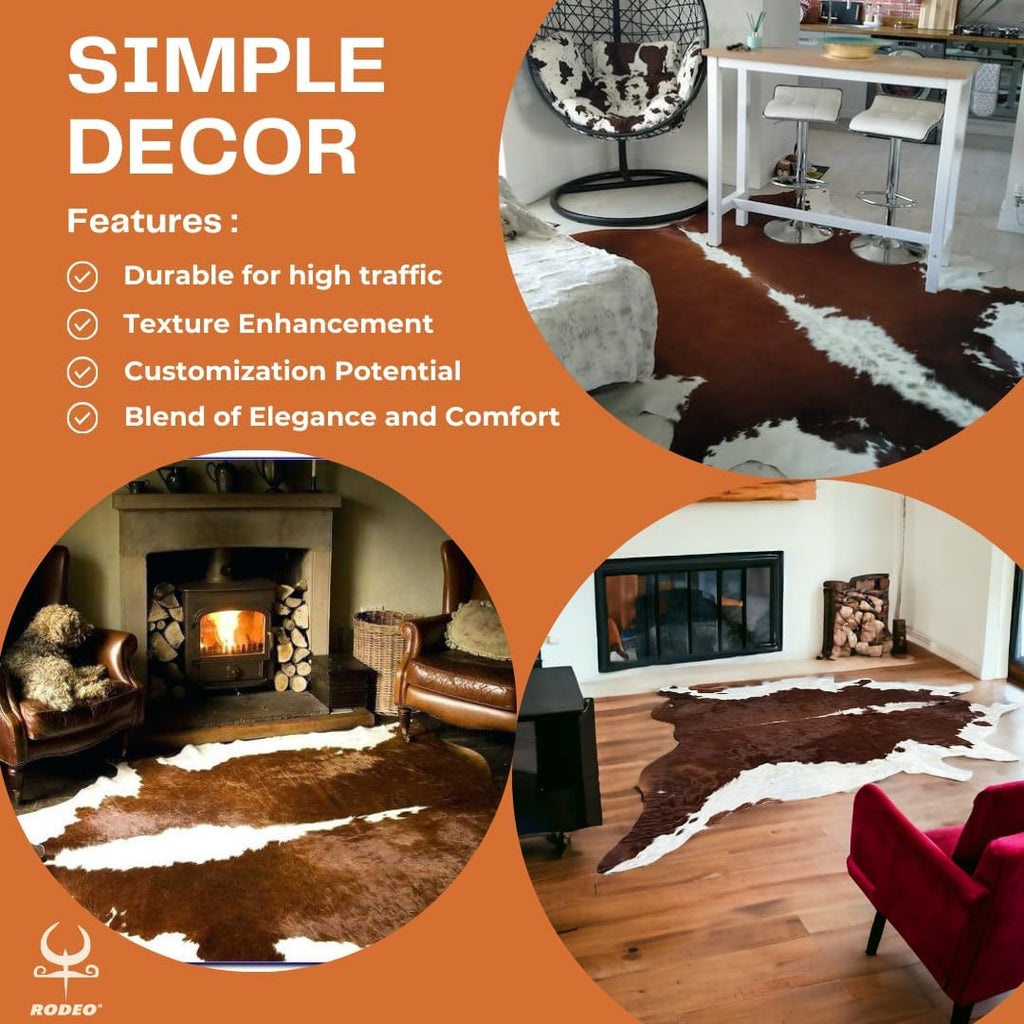 Genuine Cowhide Rug: Hand-Picked & Authentic Real Natural Cowhide Rug - Cow Hide Rug Extra Large 7x8ft - Warmth