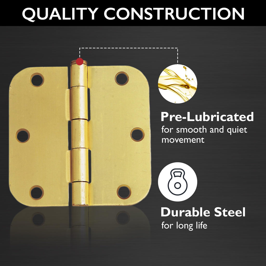 Interior Door Hinge, 3.5", Satin Brass