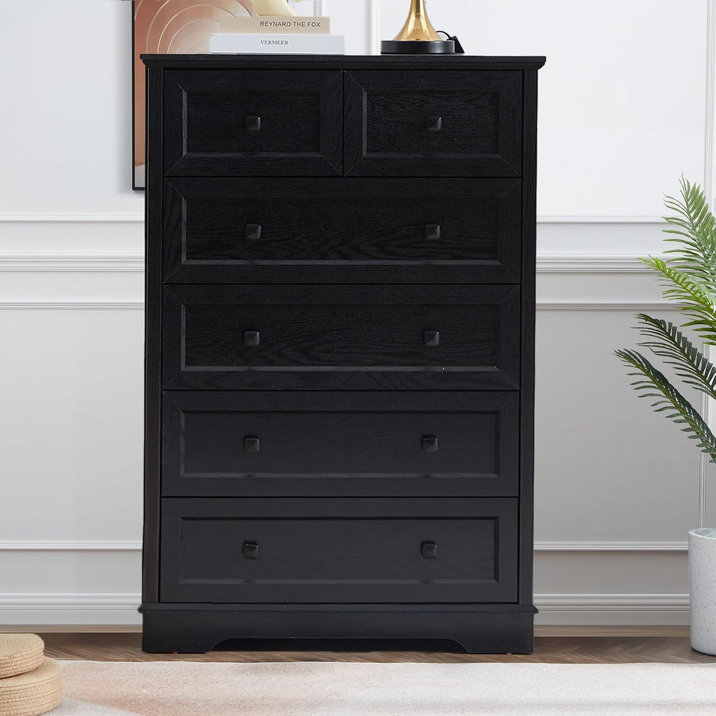 Farmhouse 6 Drawer Dresser, Dressers Chest of Drawer Organizer Storage, 48 Inch Tall Dresser, Wood Dressers Storage