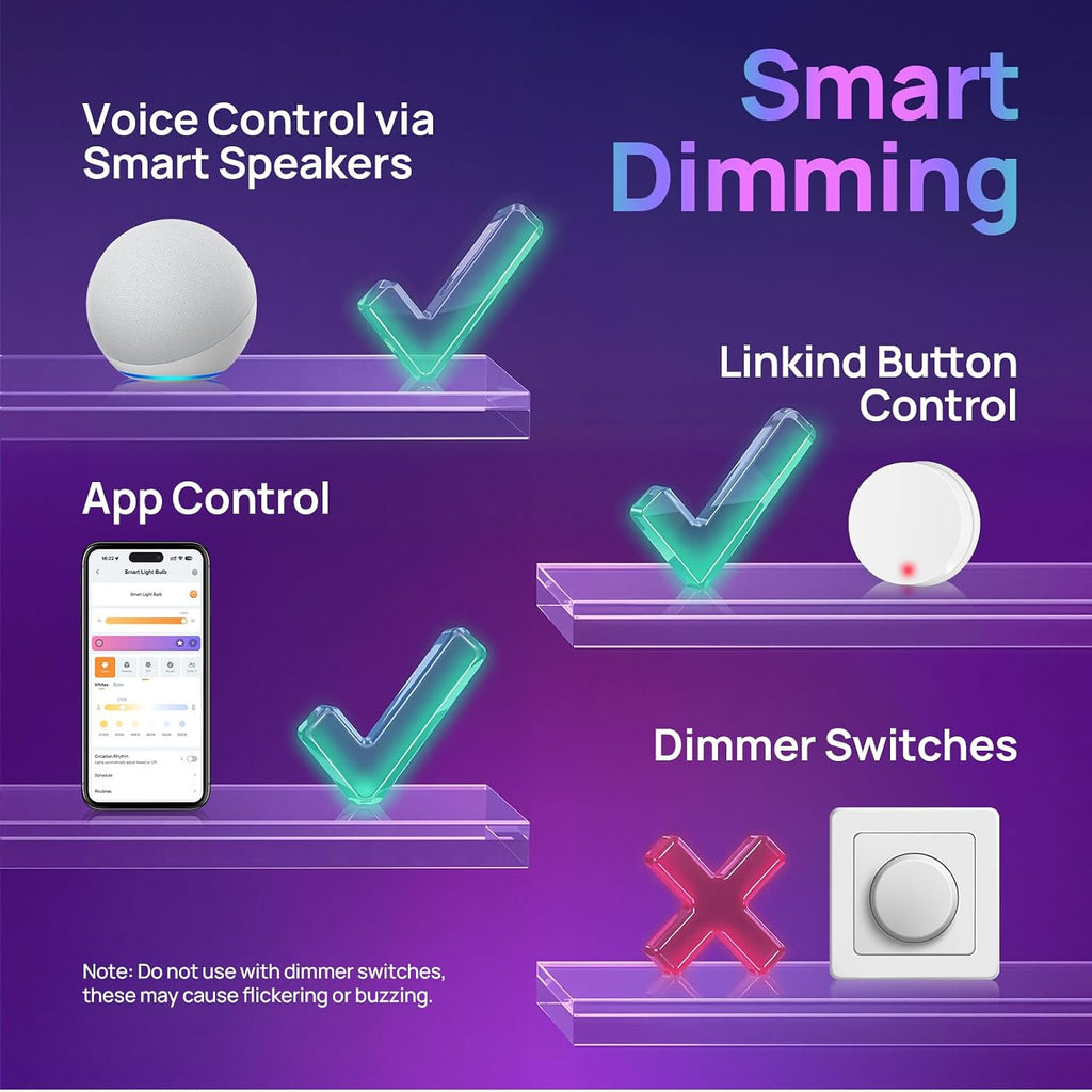 Matter Smart Light Bulb, WiFi Smart Bulbs, Work with Apple Home, Siri, Alexa, Google, SmartThings, , RGBTW Color