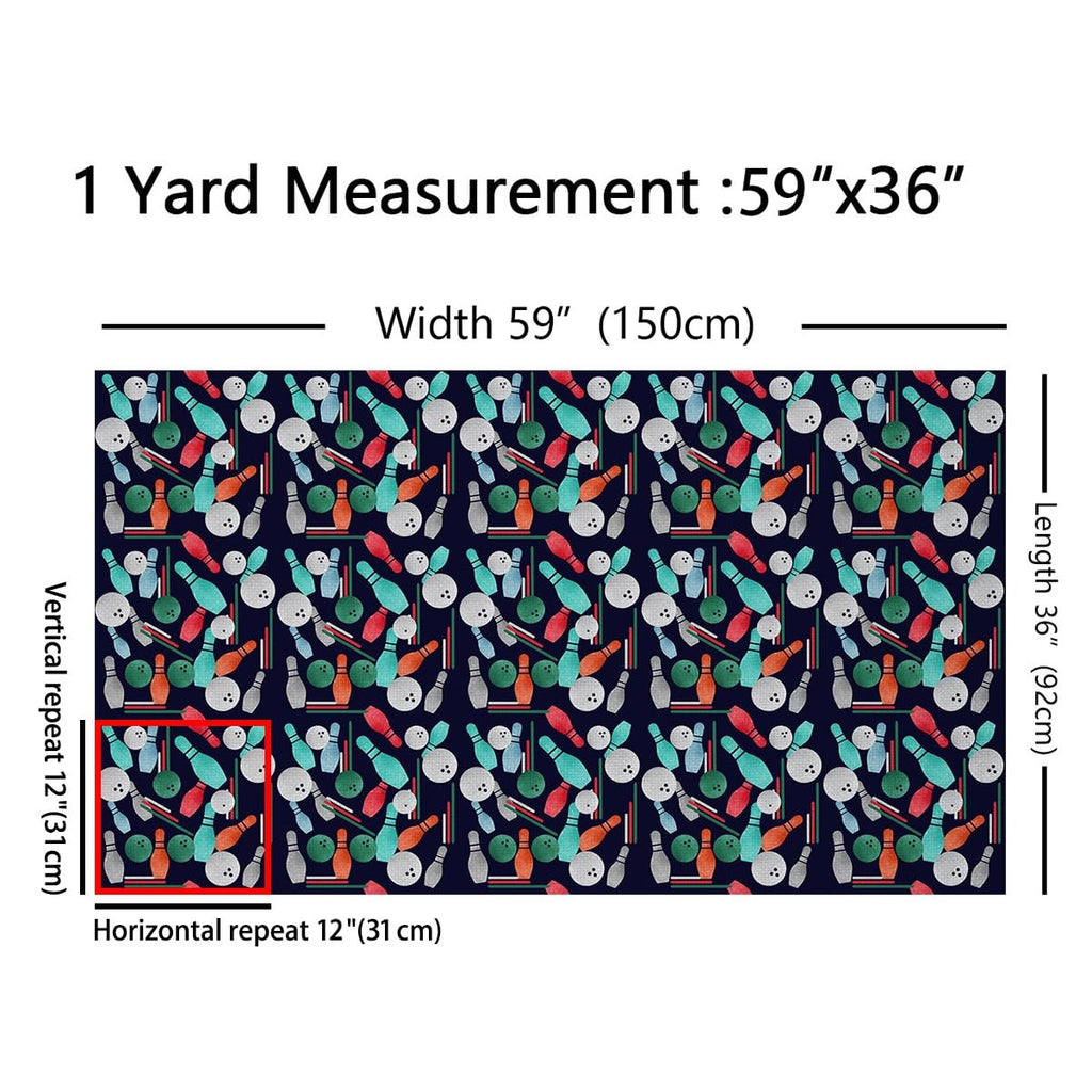 Bowling Abstract Watercolor Fabric by The Yard 10 Yards Soft