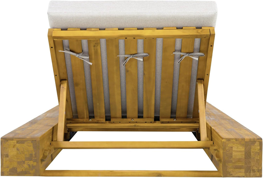 Tory Acacia Wood Chaise Lounge Chair Outdoor, Poolside Sun Lounger Recliner, Patio Outdoor Chaise Lounge