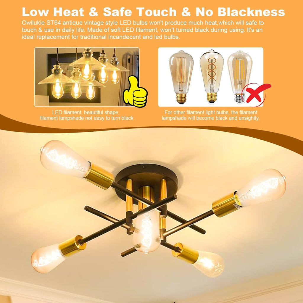 E26 LED Bulb 4W Equivalent 40 watt,Vintage Edison Bulbs,Warm White 2200K Amber E26 Edison Bulb dimmable, ST21/ST64