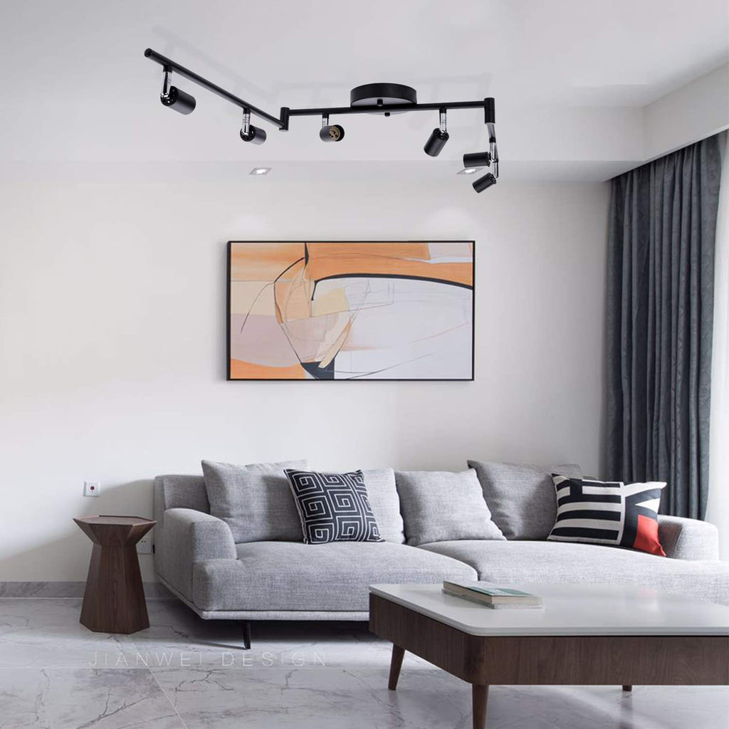 Adjustable Dimmable Track Lighting Kit, Flexible Foldable Arms, Matt Black Color Perfect,Hallyway Bed Room