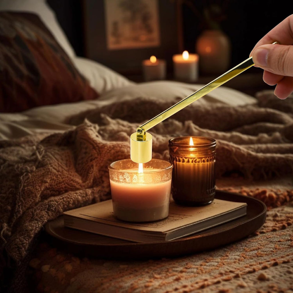 4 in 1 Candle Accessory Set, Candle Snuffer, Candle Wick Cutter, Candle Dipper, Storage Tray Plate, Candle Care Kit