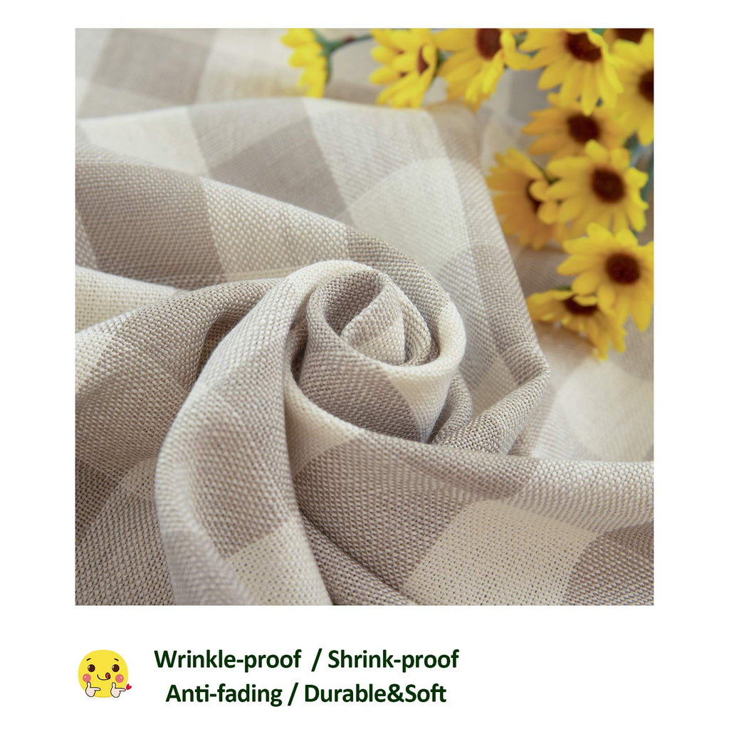 Farmhouse Gray Khaki Gingham Tablecloth Rectangle 55"x84"