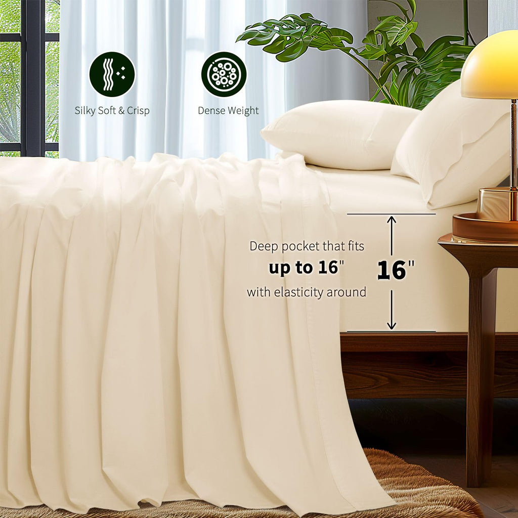 100% Egyptian Cotton Sheet Set 4 Piece, Luxury 1000 Thread Count