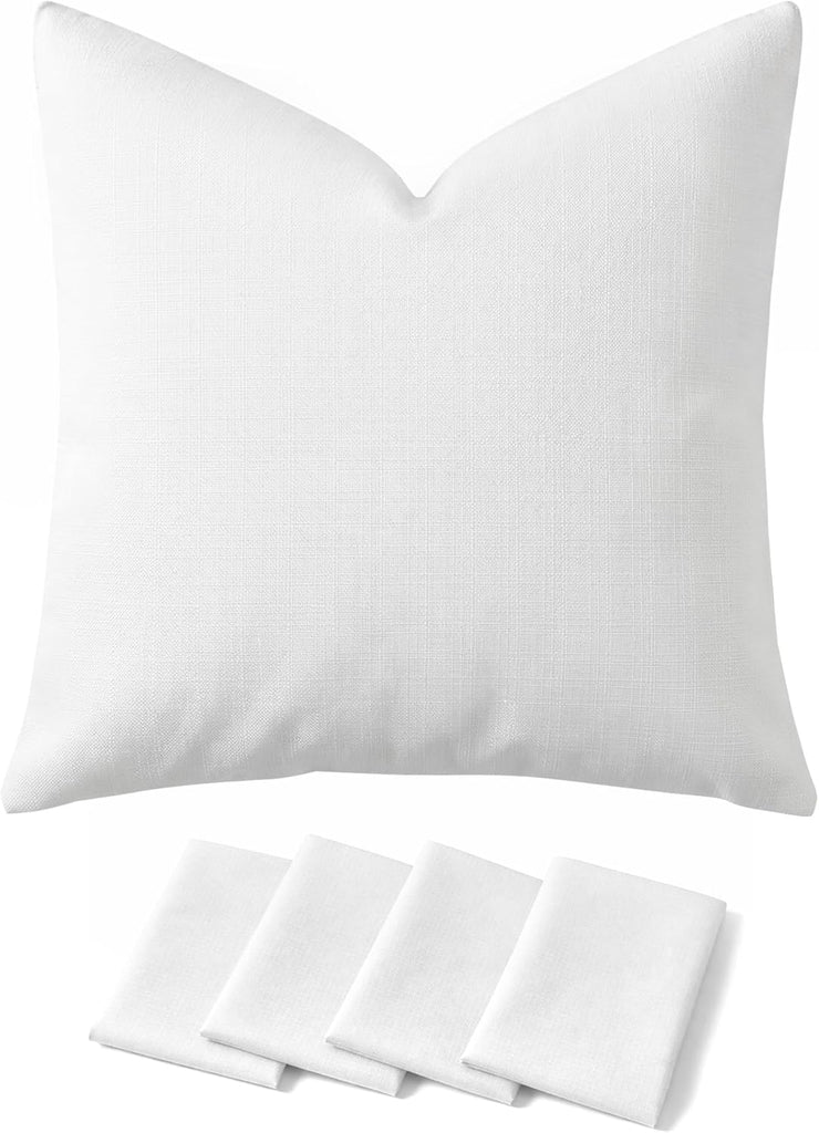 Deconovo Throw Pillow Covers 18 x 18 Inch Set of 4, Covers Only No Insert, Faux Linen Decorative Square Pillowcases