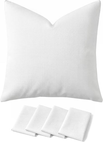 Deconovo Throw Pillow Covers 18 x 18 Inch Set of 4, Covers Only No Insert, Faux Linen Decorative Square Pillowcases
