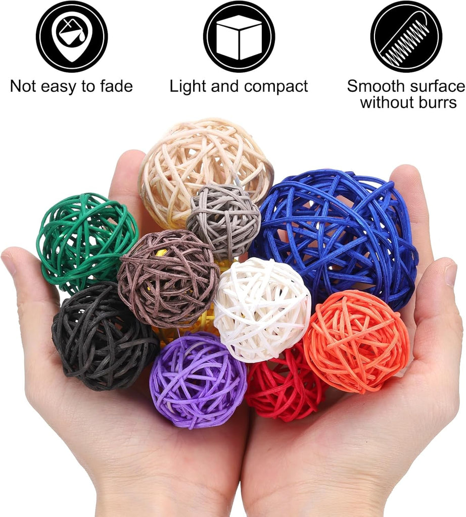 Wicker Rattan Balls, 2inch Wood Decorative Balls Vase Fillers for Centerpiece Bowl Orbs Fillers Tree Wedding - Set of 15