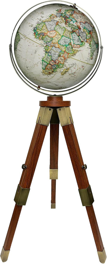 World Globe with Stand 16 Inch Floor Globe - Antique,Raised Relief Globes For Children and Kids Classroom Decor,Made
