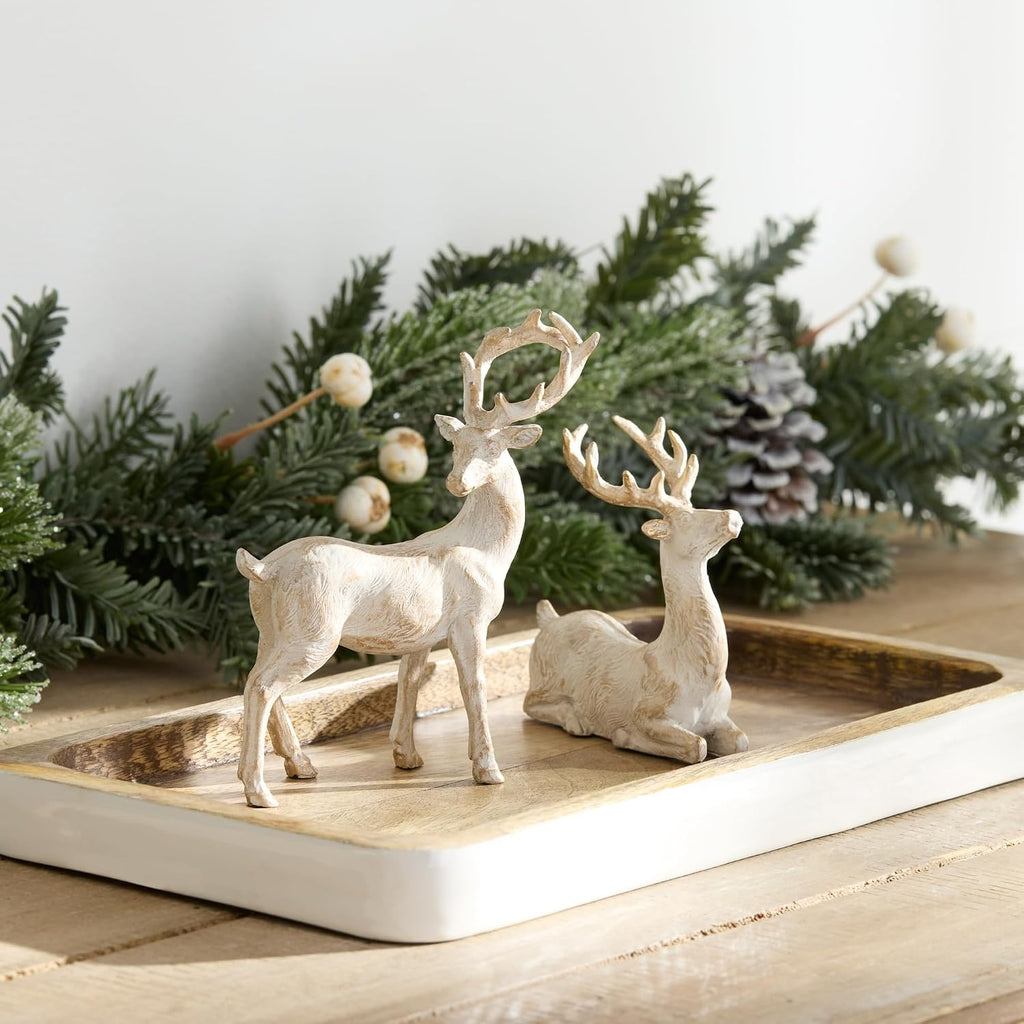 Deer Christmas Figurines - 5.25"" - Set of 6, White