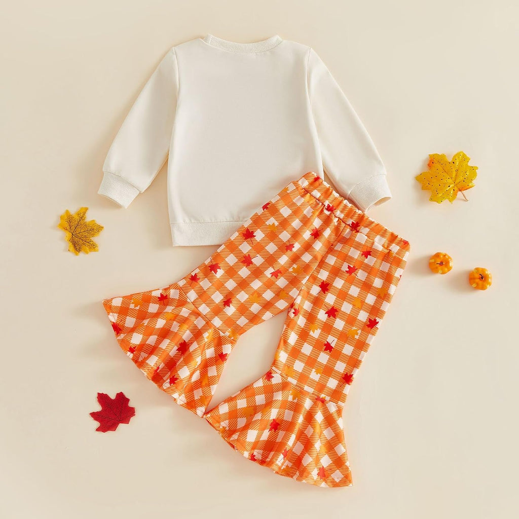 Toddler Baby Girl Fall Outfits Crewneck Sweatshirt Flare Pants Set