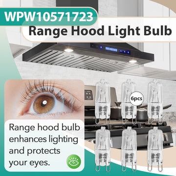 6 Pcs WPW10571723 Range Hood Light Bulb 120V 40W G9