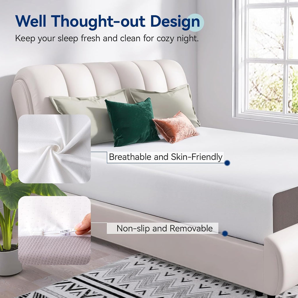 Memory Foam Mattress, Soft Plush Feel, Breathable, 12 Inch, Queen, White/Grey