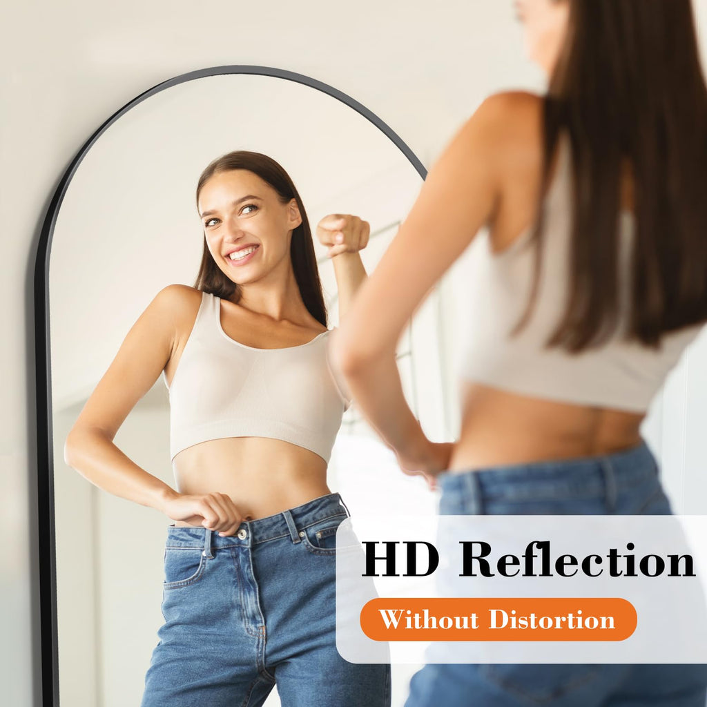63"x20" Arched Full Length Floor Mirror, Full Body Mirror with Stand