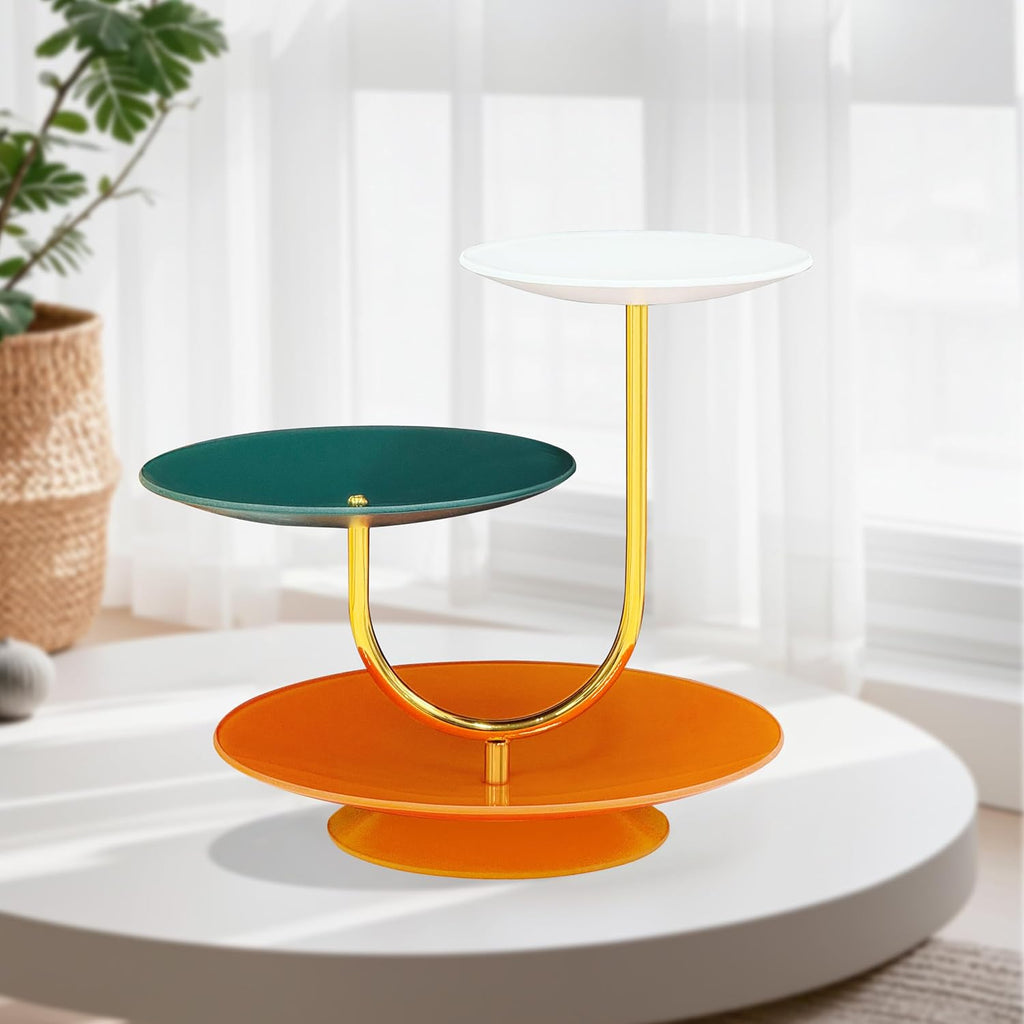 Modern Color 3 Tier Cupcake Stand, Tempered Glass Dessert Stand for Coffee