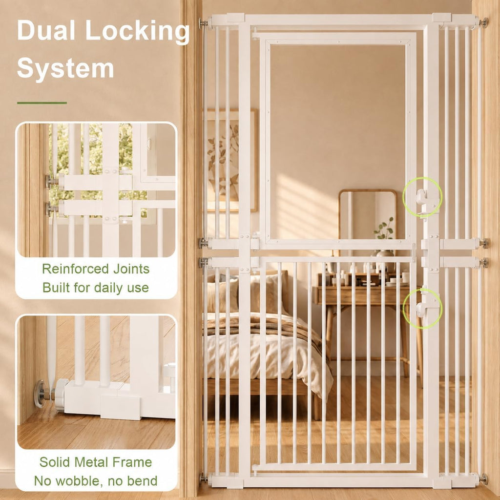 73.6" Extra Tall Cat Gate, Full Clear Acrylic, 29.5-40.6" W, White