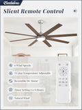 72" Ceiling Fan with LED Light and Remote - Silver Gray