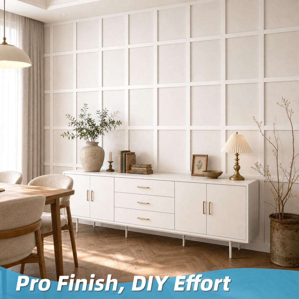 Premade Paintable Board and Batten Wainscoting Kit, 167.32 x 70.08 in