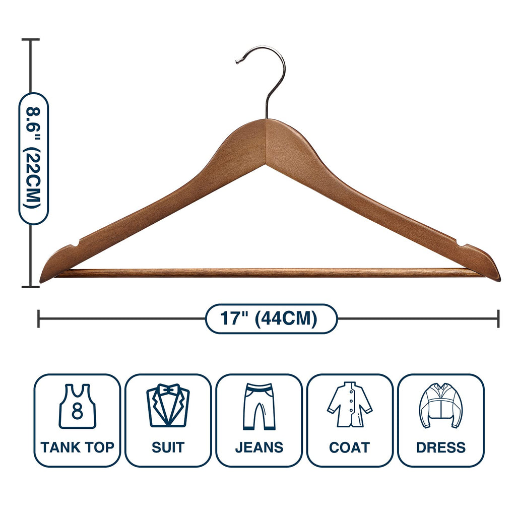 Wooden Hangers 30 Pack, Clothes Hanger for Daily Used, Coat Hanger for Closet, Heavy Duty Wood Hangers for Suit, Shirts