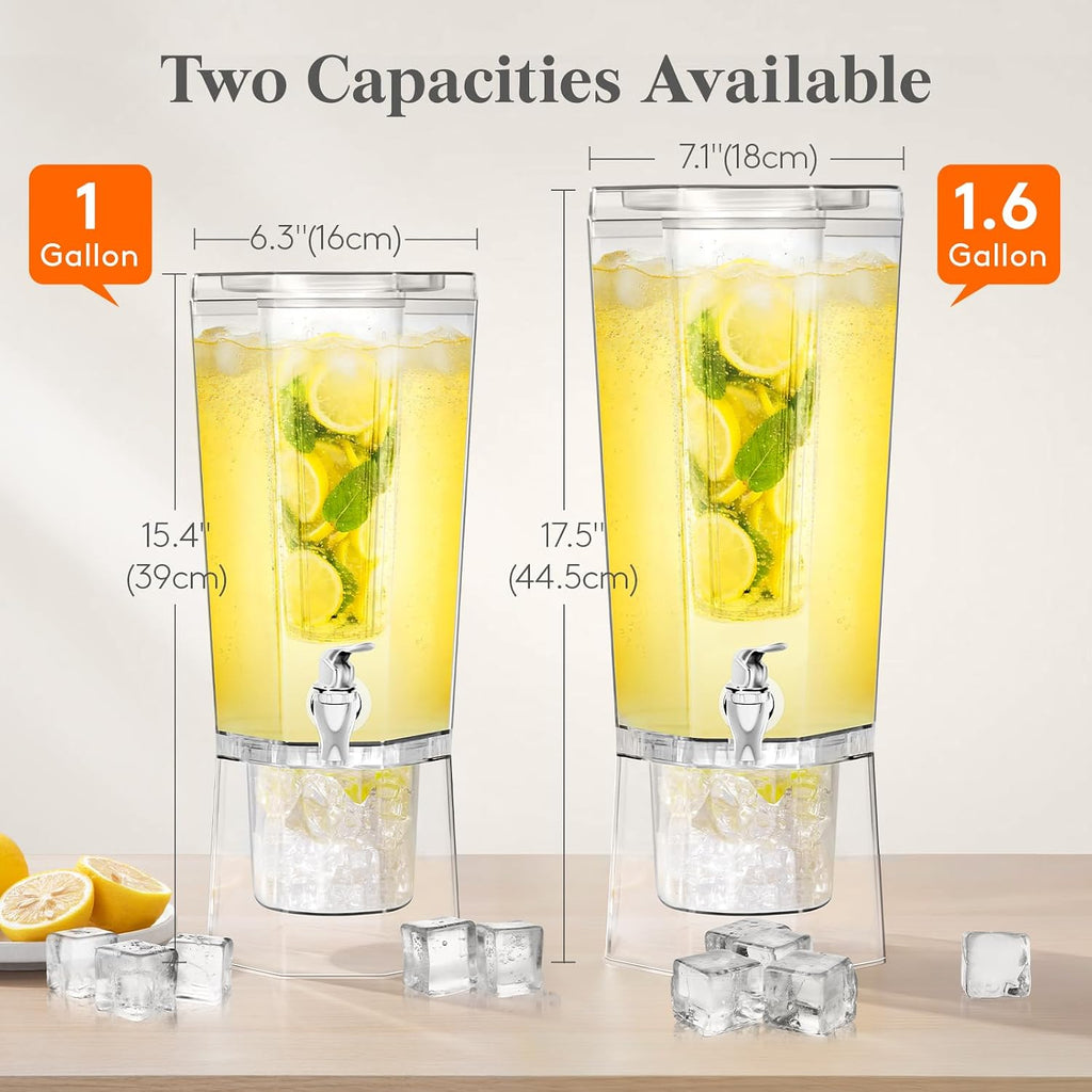 1.6 Gallon Drink Dispenser for Parties with Fruit Infuser - Set of 2