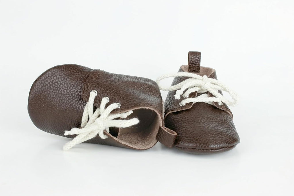 Dark Brown Leather Baby Booties Moccasins Shoes