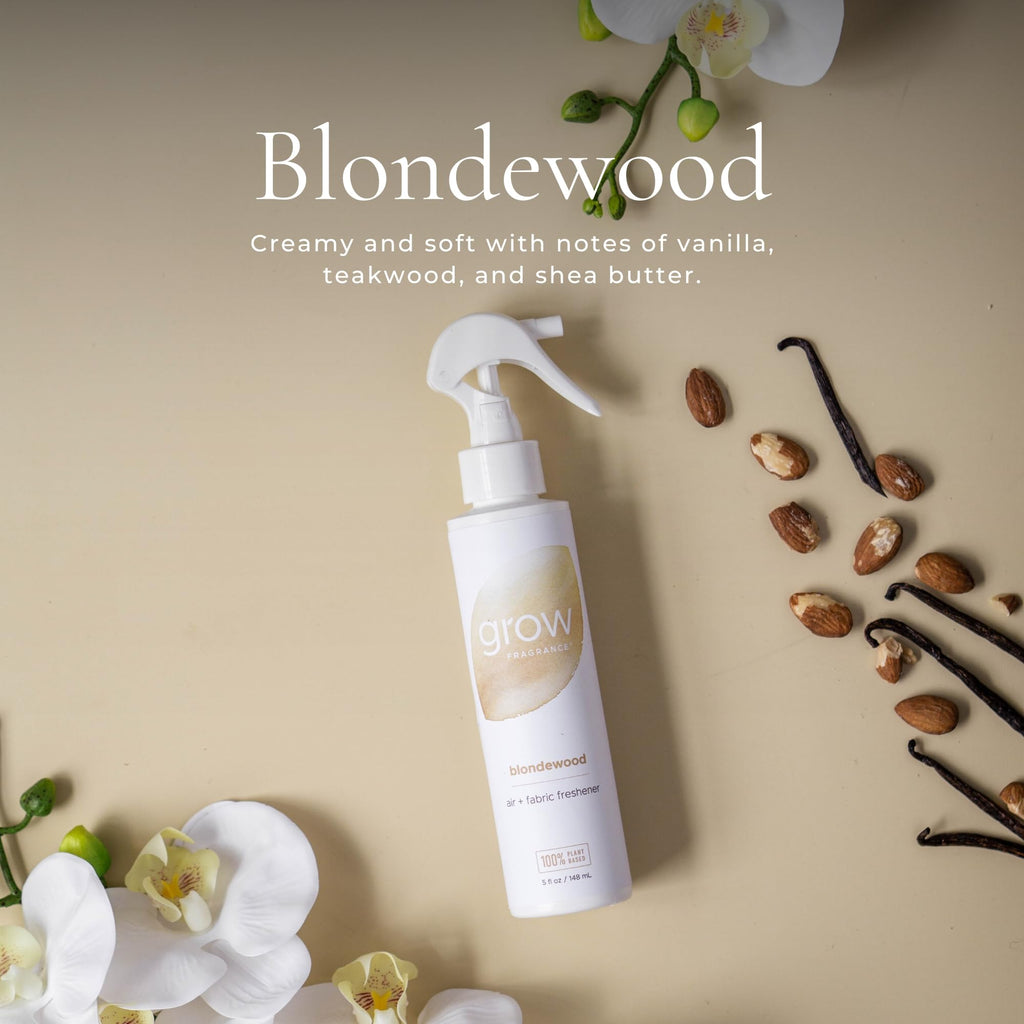 Scented Fabric and Room Air Freshener Spray - Certified Non-Toxic, 100% Plant-Based Essential Oils - 5 oz (Blondewood