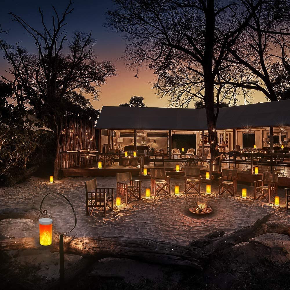 LED Flame Light, Flame lamp Candles Fire Lanterns Outdoor Hanging Lamps, USB Rechargeable Waterproof Dimmable 4 Modes