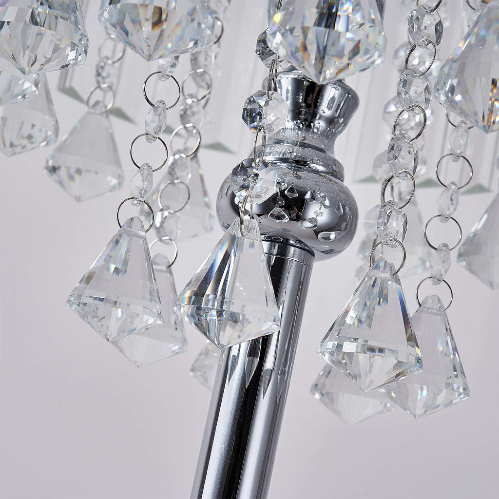 Modern Elegance Crystal Floor Lamp, On/Off Foot Switch, Crystal & Glass 3-Lights Standing Light, Reading Corner Lamp