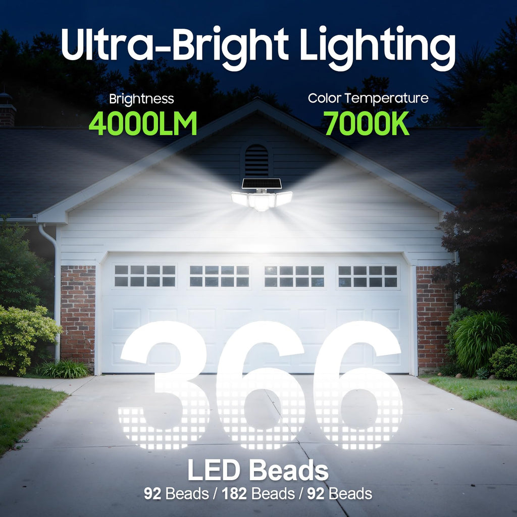 Solar Flood Lights, Dual Motion Sensor Outdoor Lights, White
